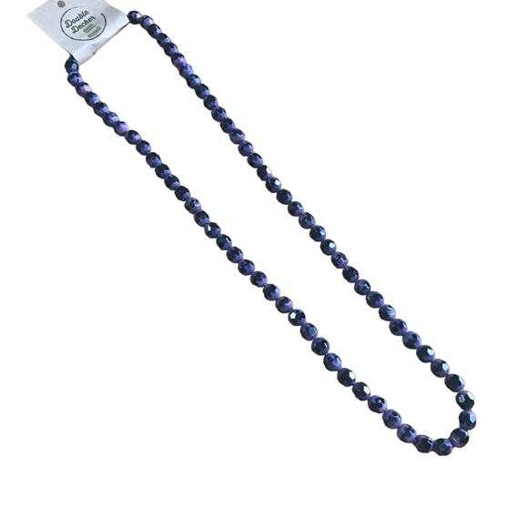 Purple and black slag glass bead vintage necklace - Picture 2 of 4